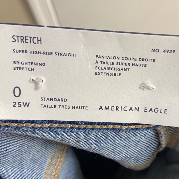 American eagle jeans light wash super high rise straight leg 25 W‎ NWT - Picture 7 of 8